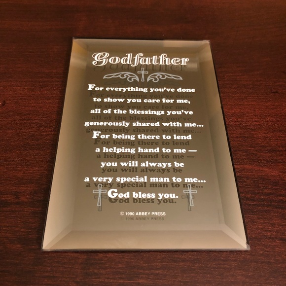 Godfather Gift: Mirrored Poem Plaque with Stand - Picture 2 of 3